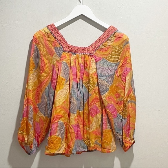 BLANK LONDON ANTHROPOLOGIE Women’s Multicolor TESSA Embroidered Neck Blouse PXS - Picture 3 of 8